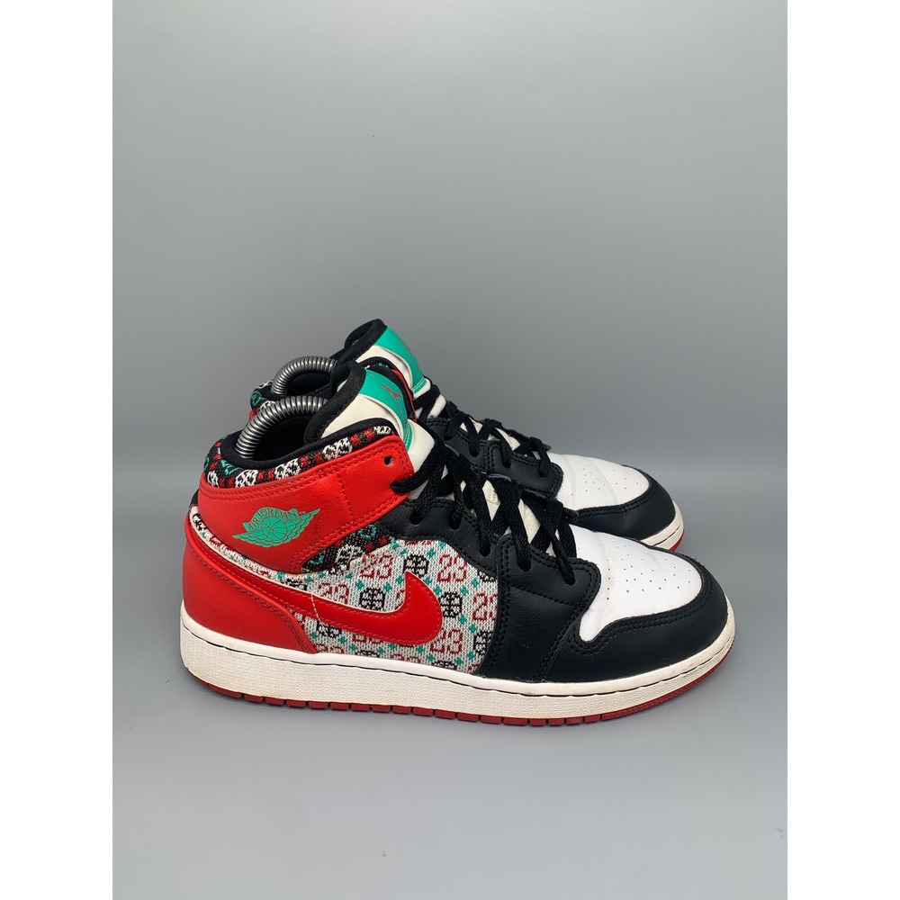Jordan 1 Mid Holiday GS Ugly Christmas Sweater‎ DM1208-150 Youth Sz 6.5 Womens 8